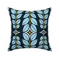 Cortlan - Retro Leaf Geometric Dark Blue and Ice Blue Large Scale