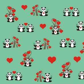 Pandas in love mint