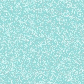Little Ditsy Flower Party | Minty Aqua/White