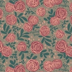 Rosa Mystica, Mystical Rose Moody Green and Pink 
