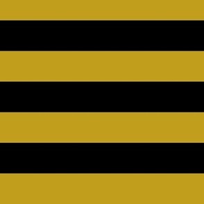 Large Horizontal Awning Stripe Pattern - Gold and Black