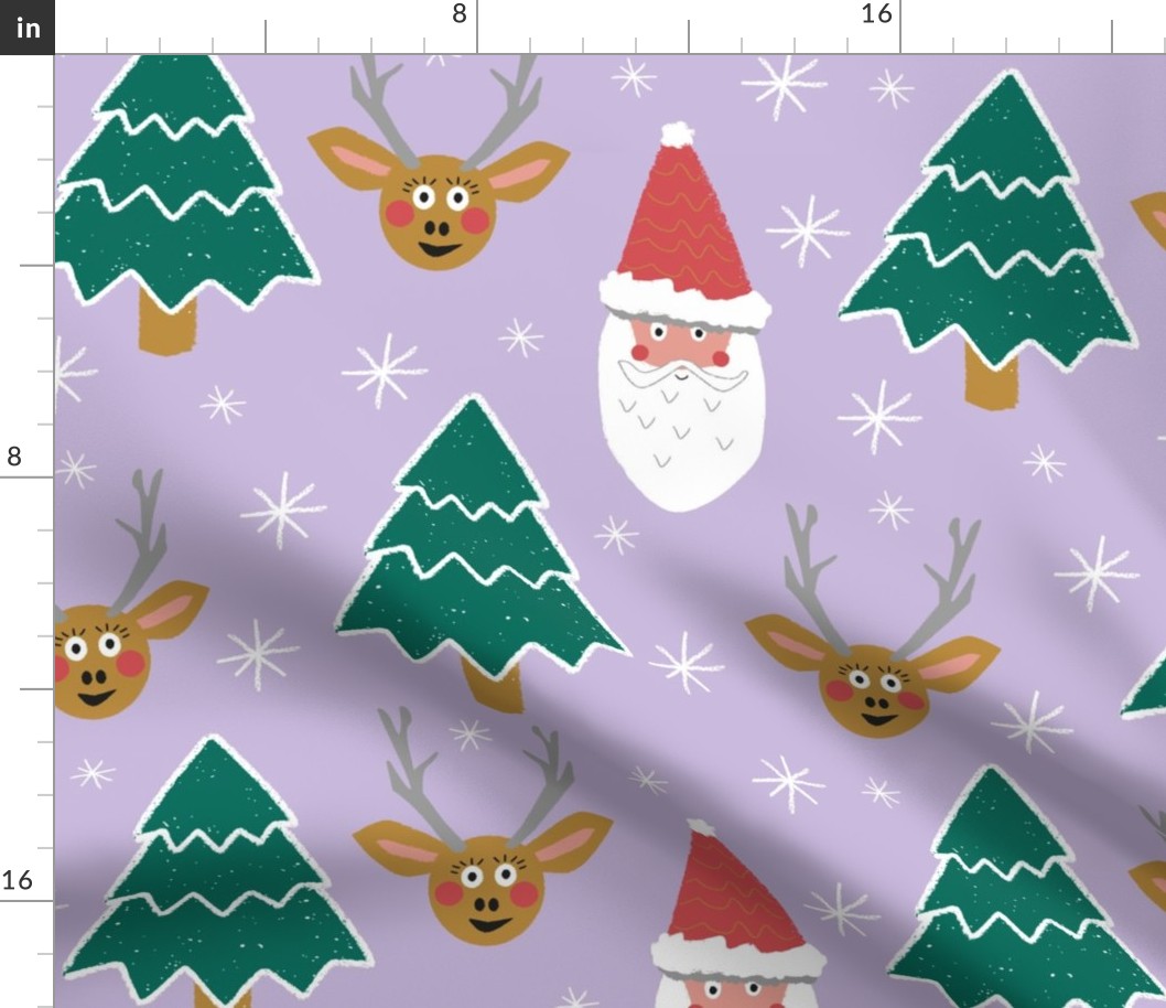  santa claus christmas tree deer levender