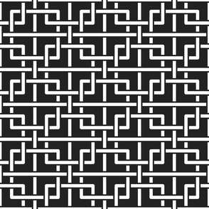 Chinese tangled squares black white geometric Wallpaper