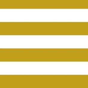 Large Horizontal Awning Stripe Pattern - Gold and White