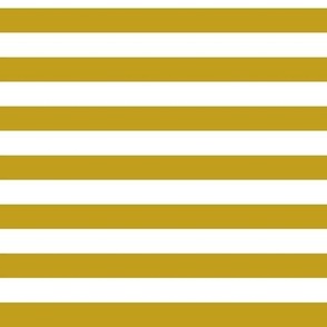 Horizontal Awning Stripe Pattern - Gold and White