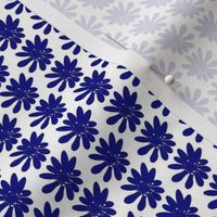 Bold Fresh Navy Blue 000080 and White FFFFFF Flower Single Small