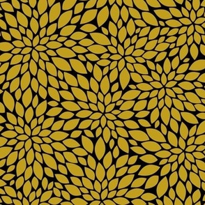 Dahlia Blossoms Pattern - Gold and Black