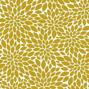 Dahlia Blossoms Pattern - Gold and White