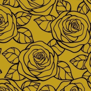 Rose Cutout Pattern - Gold and Black