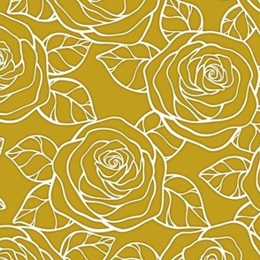 Rose Cutout Pattern - Gold and White