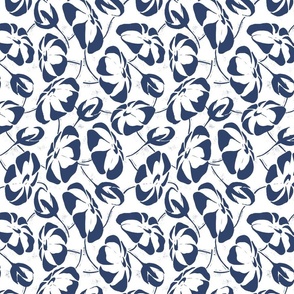 8" rep Navy blue & white minimalist flowers 