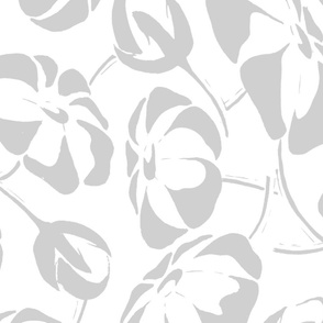 Grey & white minimalist flower 24 inch  wallpaper