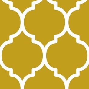 Extra Large Moroccan Tile Pattern - Gold and White