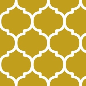 Large Moroccan Tile Pattern - Gold and White