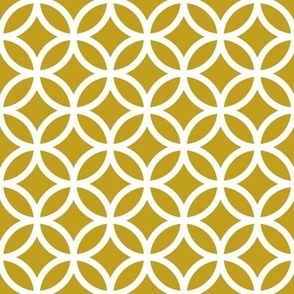 Interlocked Circle Pattern - Gold and White