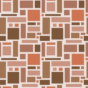 Geometric Squares and Rectangles in brown and shades of peach colors ( small ) .