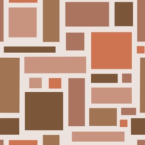 Geometric Squares and Rectangles in brown and shades of peach colors ( medium ) .