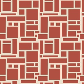 Geometric Squares and Rectangles in rust color on a cream background ( small ).