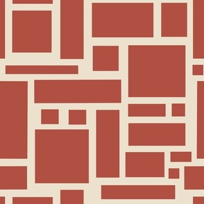Geometric Squares and Rectangles in rust colors on a cream background ( medium).