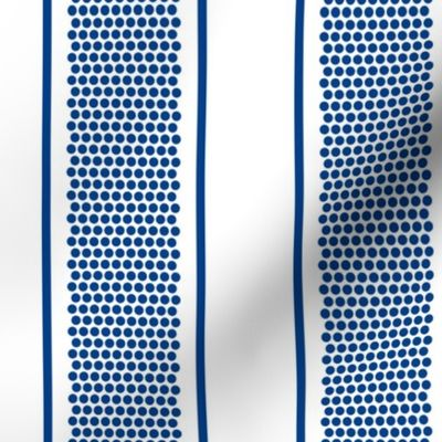 Vintage French stripes vertical blue dots