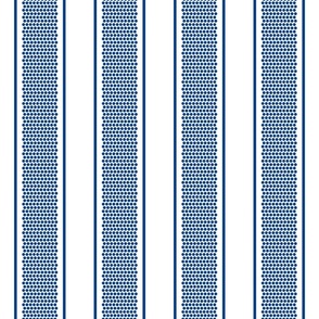 Vintage French stripes vertical blue dots