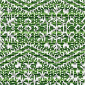 Fair Isle Snowflakes L Green