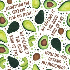 Large Scale Avocado Dad Jokes Pits and Slices with Playful Polkadots on Ivory