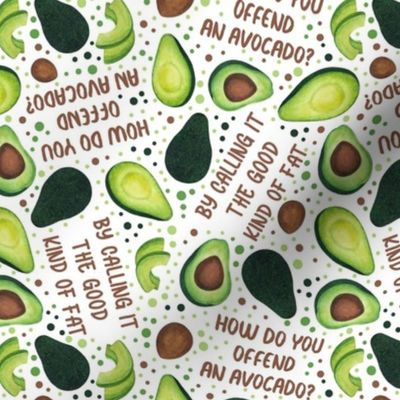 Medium Scale Avocado Dad Jokes Pits and Slices with Playful Polkadots on Ivory