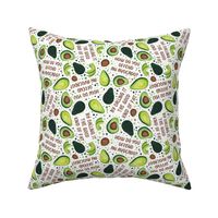 Medium Scale Avocado Dad Jokes Pits and Slices with Playful Polkadots on Ivory