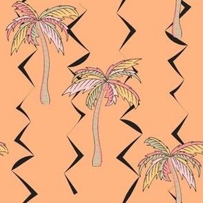 Palm trees Mid century peach