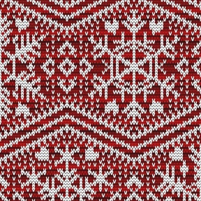 Fair Isle Snowflakes L Red