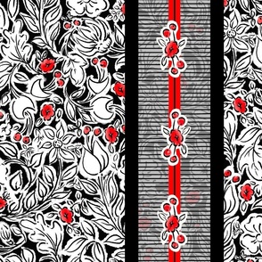Happy Blossom Large Stripe | Black Red White