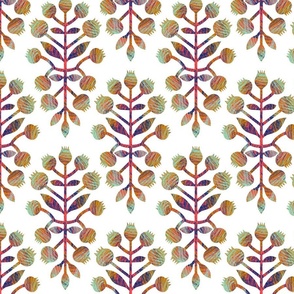 multicolored folk pattern on a white background, medium 