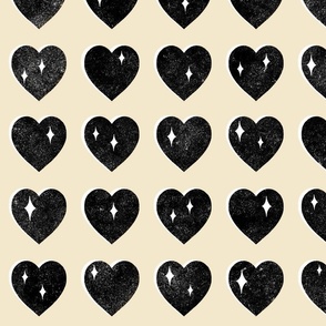 Love Hearts - extra large - black and cream