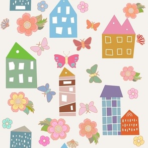 Houses and flowers