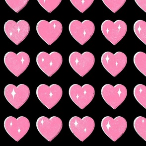 Love Heart - extra large - pink on black