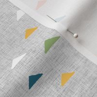 Colorful Triangles (gray linen) half scale // City Boy coordinate