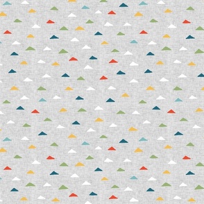 Colorful Triangles (gray linen) half scale // City Boy coordinate
