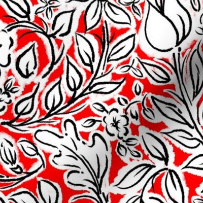 Happy Blossom Large Stripes | Red Black White 