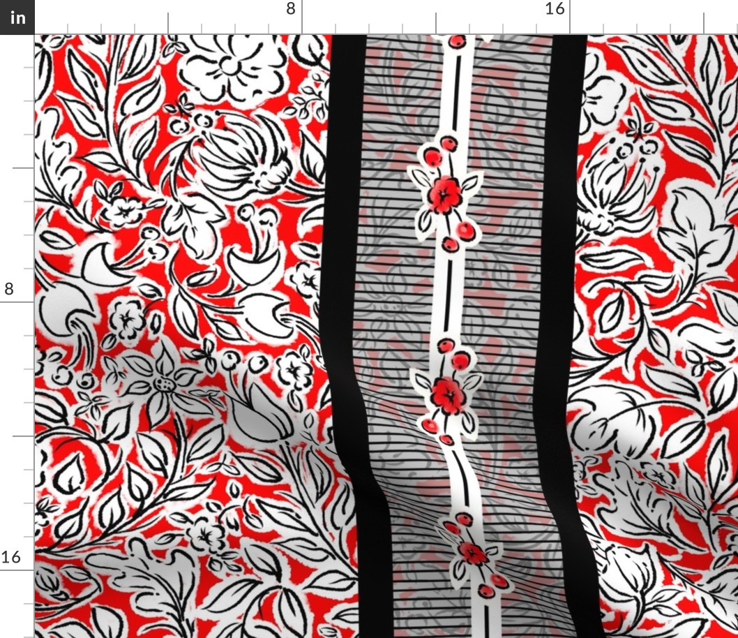 Happy Blossom Large Stripes | Red Black White 
