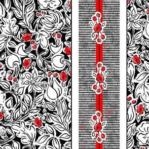 Happy Blossom Large Stripe | White Black Red