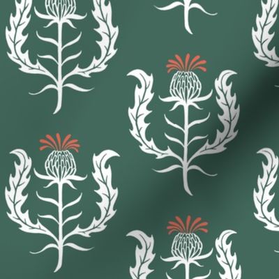 thistle - pine green background