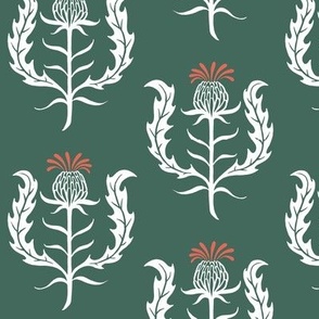 thistle - pine green background