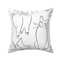 cats - romeo cat - line art cats - cats fabric