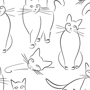 cats - romeo cat - line art cats - cats fabric