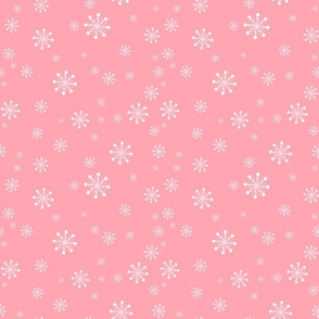 Snowflakes Pink White