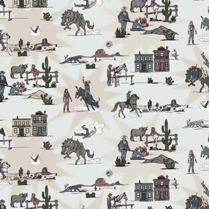 VINTAGE COMIC COWBOYS - STARS, MUTED COLORS