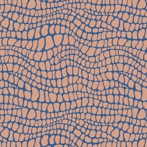 Alligator Pattern  - Adobe Brick and Lapis Blue