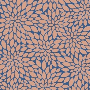 Dahlia Blossom Pattern  - Adobe Brick and Lapis Blue