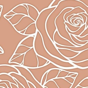 Rose Cutout Pattern  - Adobe Brick and White